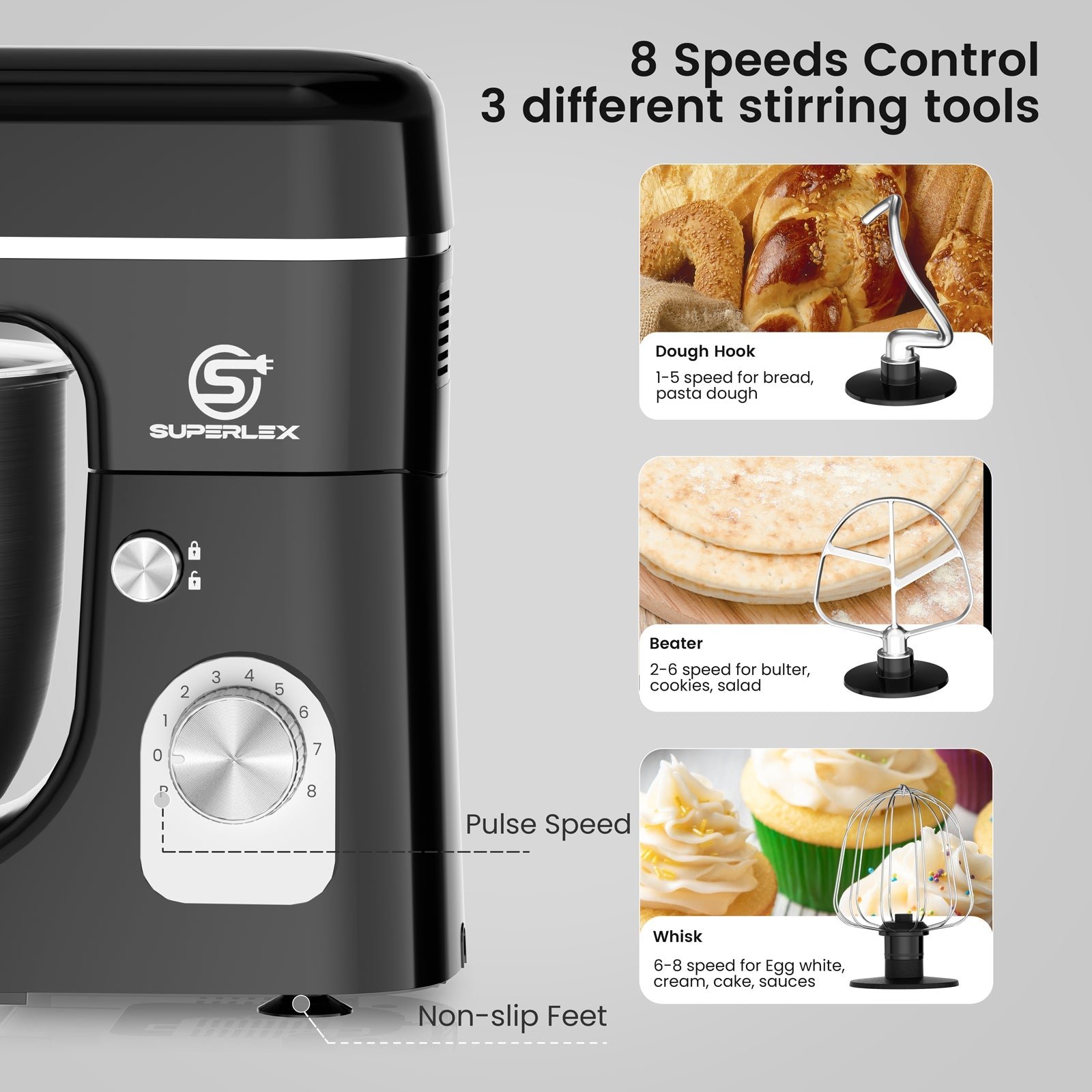 5L Stand Mixer with 1300W Motor & Multi-Function Attachments - Image 4