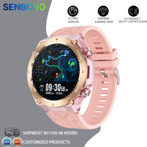 SENBONO Smart watch KC82 has built-in PGS positioning sports tracking altitude compass function AI voice assistant and Bluetooth call function and is suitable for fitness mountaineering daily life etc