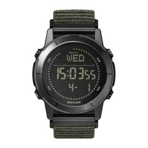 NORTH EDGE LITECORE Tactical Compass Digital Watch Men's Watch 45mm Zinc Alloy Bezel and Nylon Strap EL Backlight Calendar 50m Waterproof